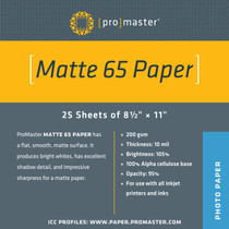 ProMaster Matte 65 Paper 8.5"x11" - 25 Sheets